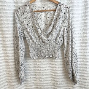 NWOT cropped black and white polka dot Dalmatian blouse